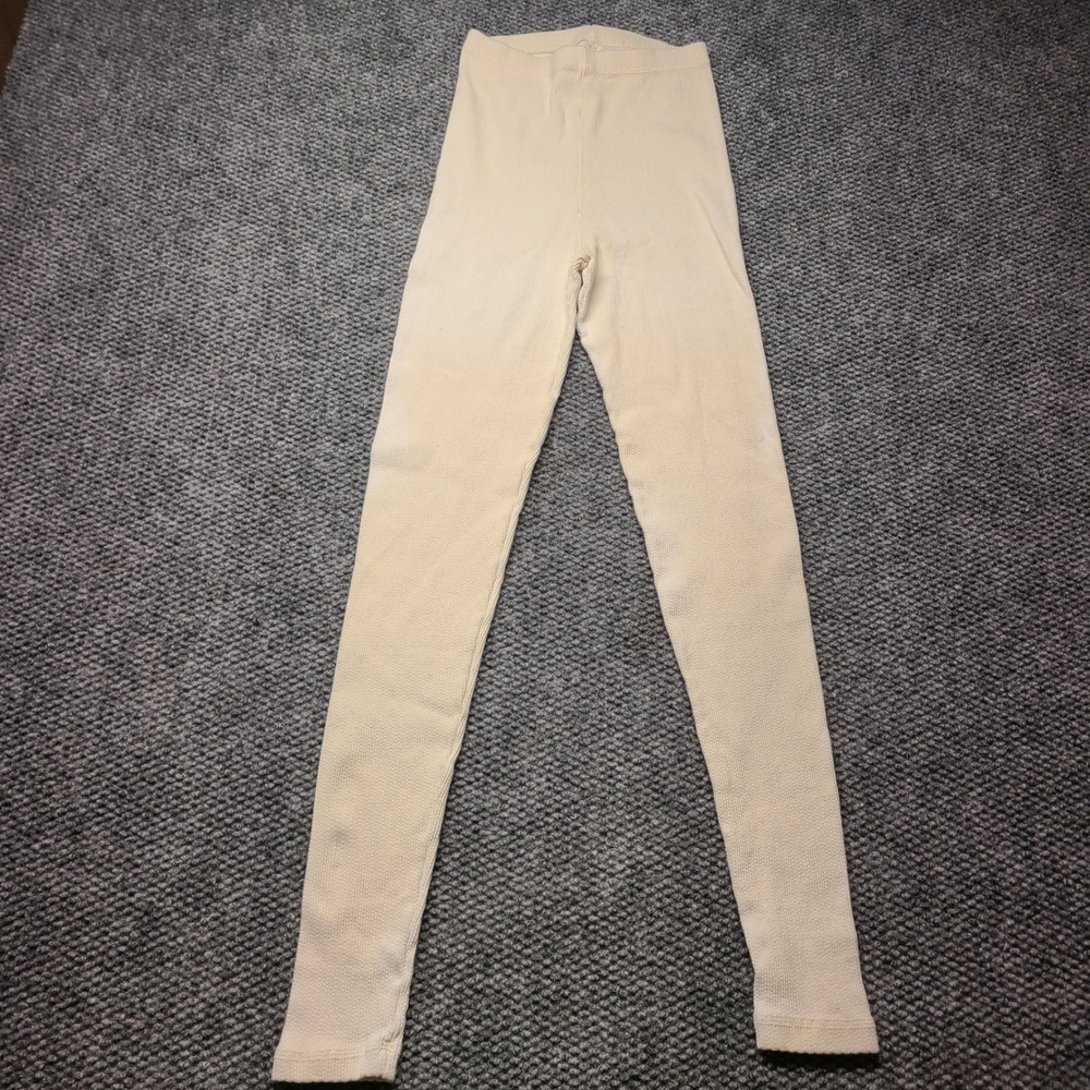 Your Move Naturals Cream Ribbed Leggings Medium Cotton Spandex Made in USA